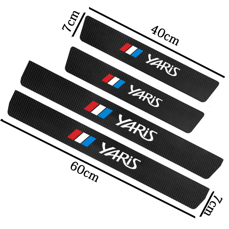 

For Yaris 2007 2008 2019 4 pcs car door sill protector leather carbon fiber vinyl stickers Car Accessories