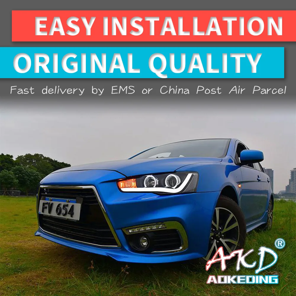 

AKD tuning cars Headlight For Mitsubishi Lancer EX 2008-2016 Headlights LED DRL Running lights Bi-Xenon Beam Fog angel eyes