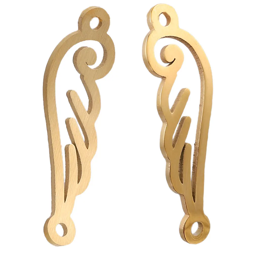 5 шт./лот Золотые Крылья Ангела из нержавеющей стали полые подвесные соединители