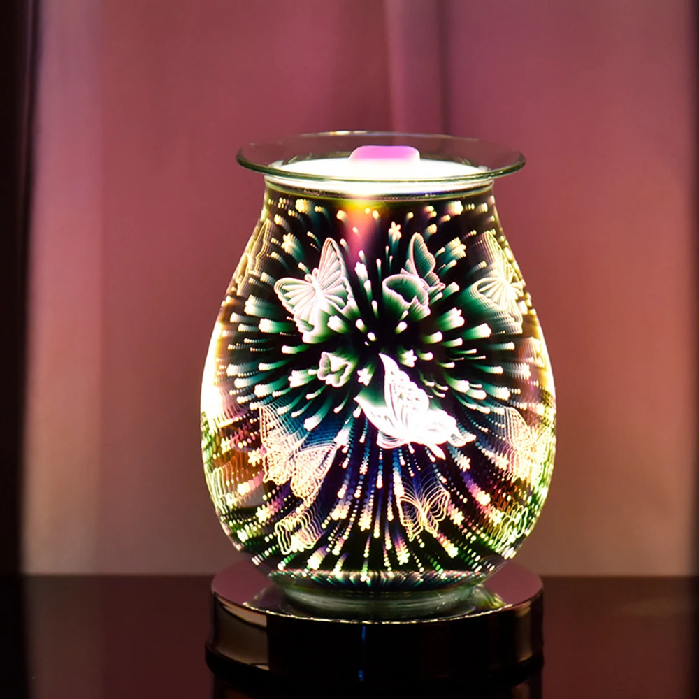 

3d Essential Oil Aroma Lamp Christmas Glass Touch Butterfly Aroma Lamp Oil Wax Melt Burner Home Aroma Touch Lamp