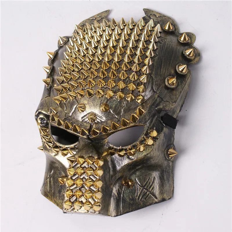 

Halloween Party Horror Cosplay Props Ornament Gold Rivet Mask Male Singer Bar Nightclub Stage Performance Accessories