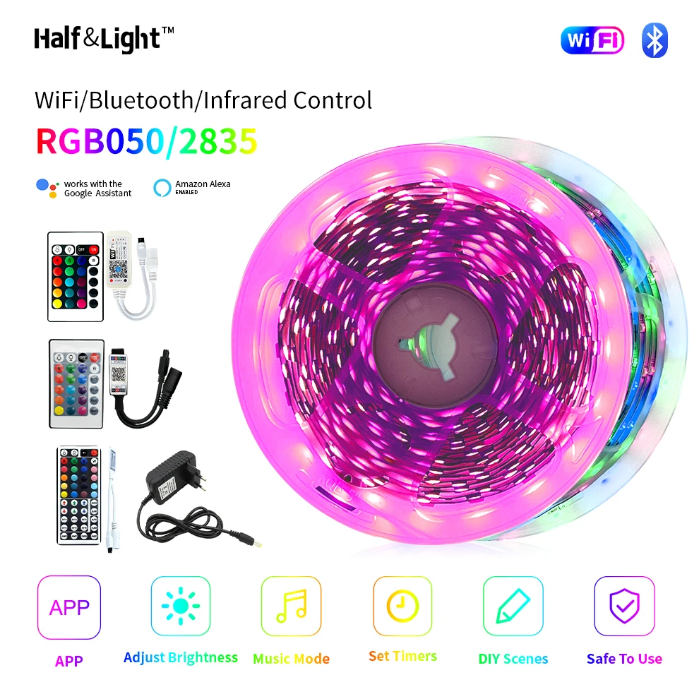 Светодиодная лента RGB SMD 5050 2835 водонепроницаемое украшение для комнаты с Wi Fi