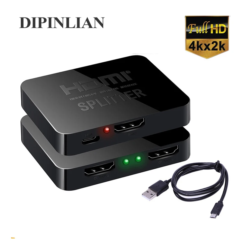 Переключатель Full HD 1080p 4K HDMI сплиттер переключатель 1X2 усилитель 1 в 2 выхода