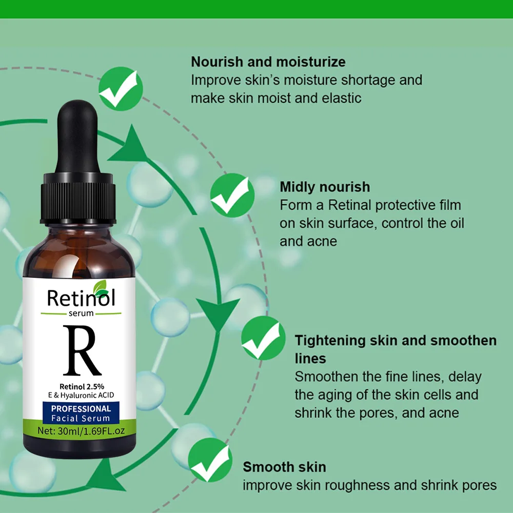 

Skin Care Retinol Serum Facial Repair Skin Serum Hyaluronic Acid Vitamin C Serum Anti-Wrinkle Anti-Aging Anti Acne 30ml Serum