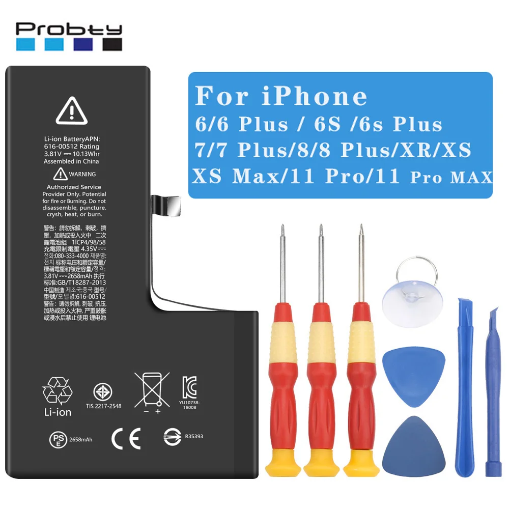 Probty для iPhone 6 6S Plus 7 8 X Xs Max Xr 11 Pro сменный аккумулятор большой емкости | Мобильные