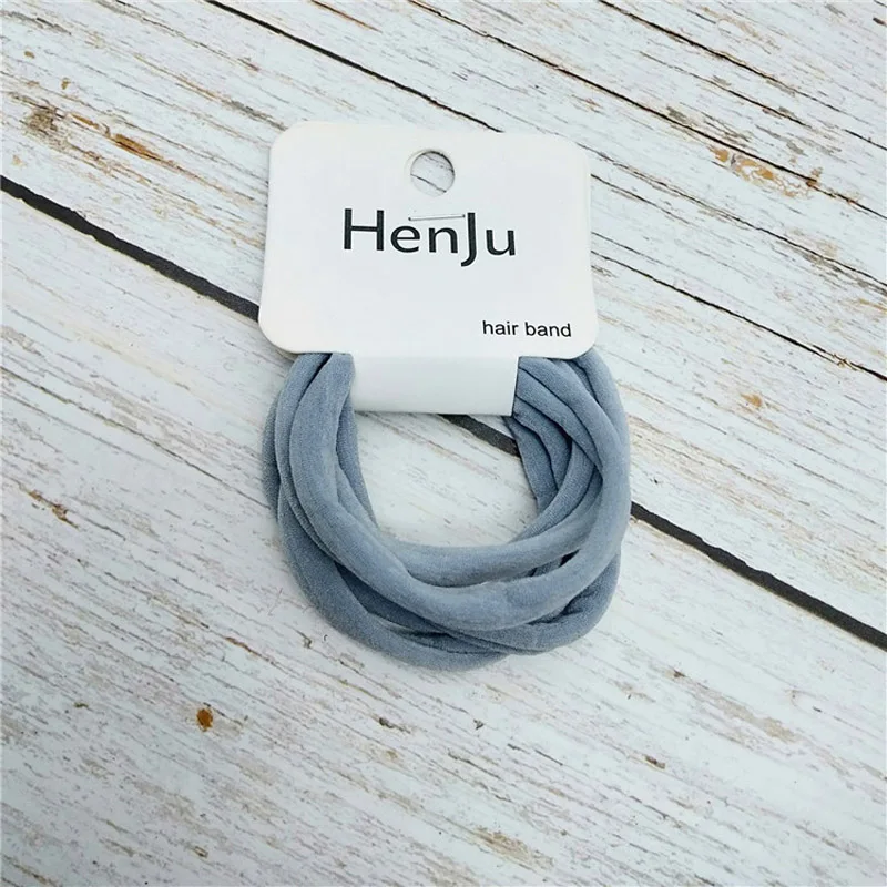 light blue gray 6 шт./компл. девочек Цветные волосы кольцо резинки для волос хвост держатель галстук канатная Резиновая лента, обтянутая тканью; Детские аксессуары для волос - Цвет: light blue gray