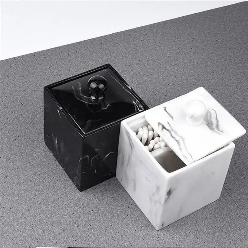 Ватные тампоны из смолы с мраморным рисунком коробка для ватных тампонов чехол