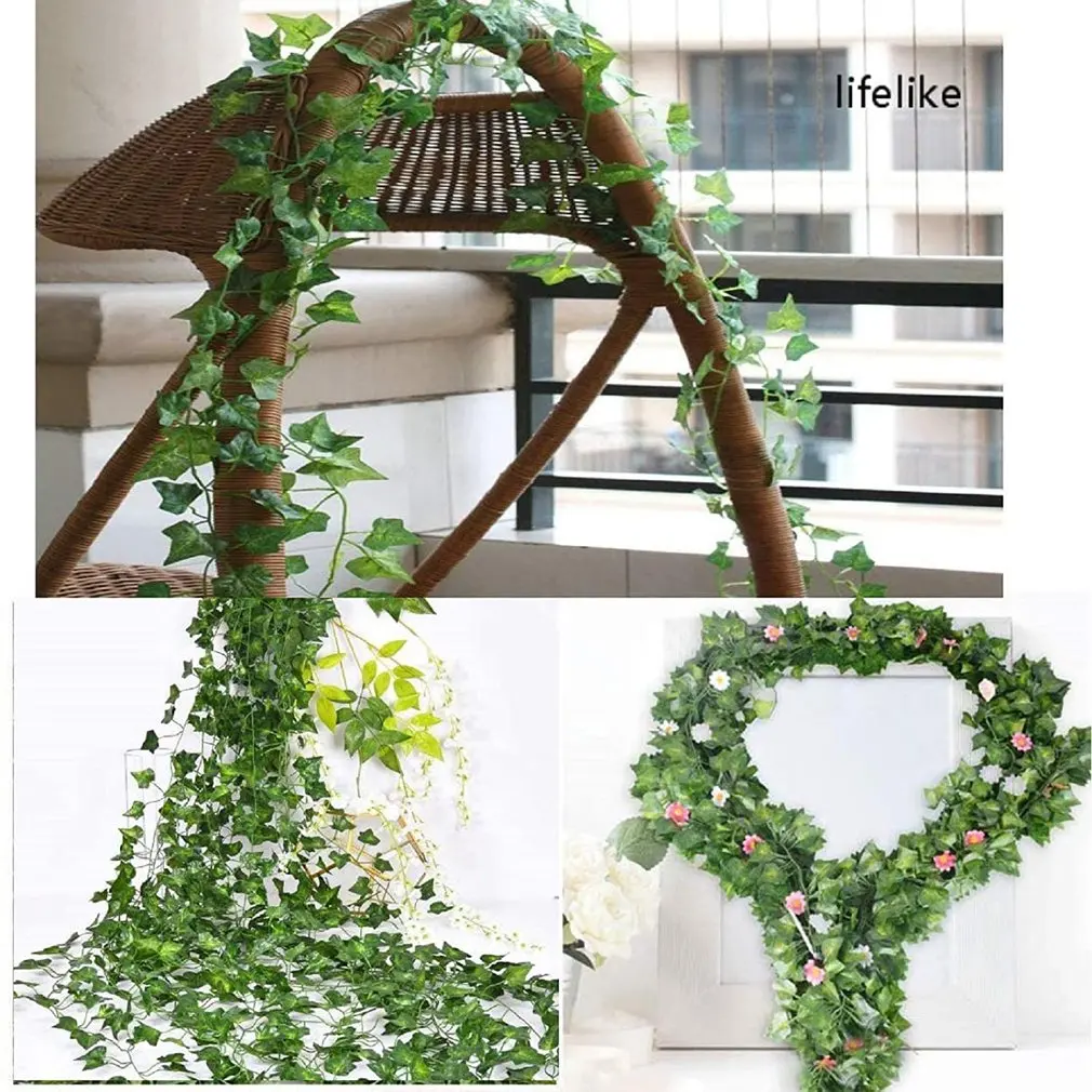 

Искусственные зеленые горшечные растения имитация виноградных листьев зеленый венок красивое и изысканное украшение для балкона