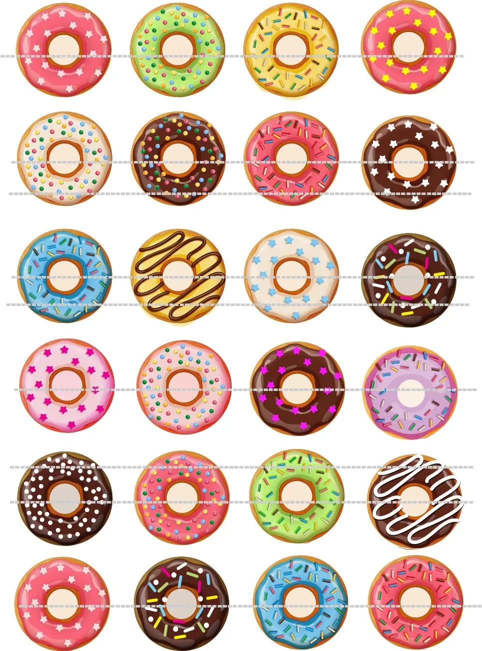 24 в форме пончика съедобный торт фигурки жениха и невесты Вафли риса Бумага кекс