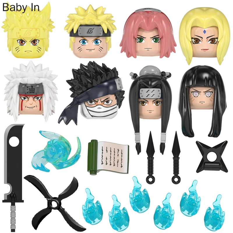 

Minifigrua Anime Series Head Hair Weapon Accessories Collection Building Blocks Toys Children Gifts Toys for Boy