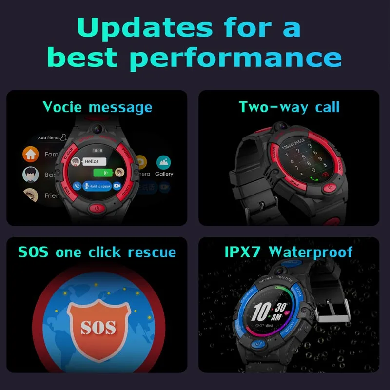 GPS-часы 4G Детские умные часы видеозвонки телефонные монитор обратного вызова