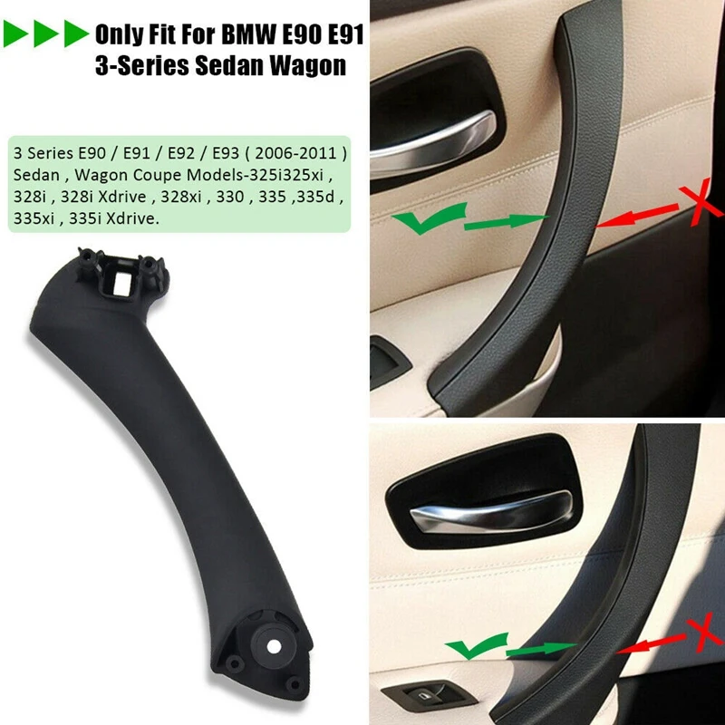

For BMW E90 328I 2007-2012 Black Left Side Inner Door Panel Handle Pull Trim Cover 51417230849