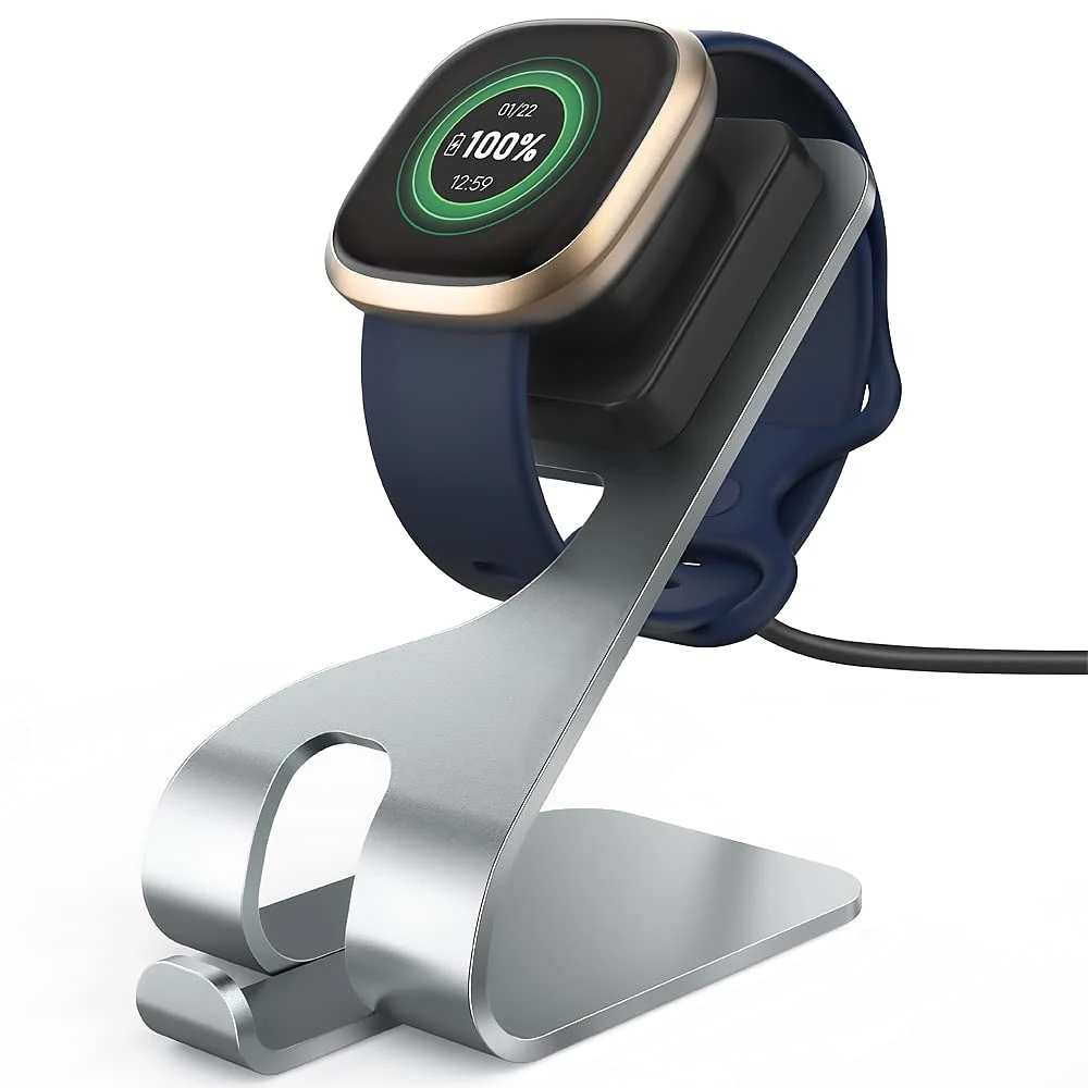 Metal şarj standı Fitbit Versa için 2 3 izle şarj USB alüminyum şarj standı Fitbit Sense Smartwatch aksesuarları