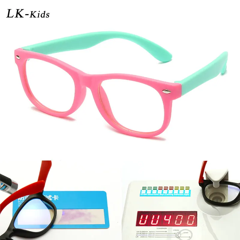 

LongKeeper Anti Blue Light Blocking Glasses For Kids TR90 Safety UV400 Rivet Optical Frame Children BoyS Girls Square Eyeglasses