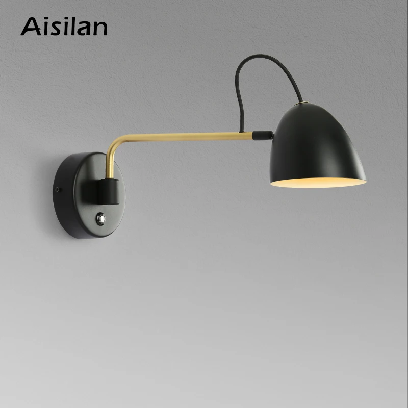 

Aisilan Wall Lamp Modern Style Wall light Adjustable black and golden for Bedside Bedroom Study living room Wall Sconce