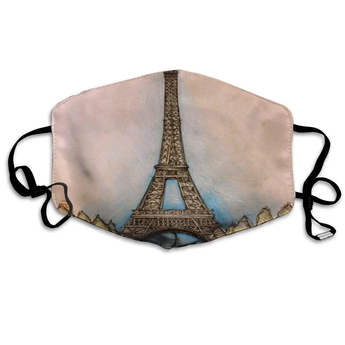 

Пылезащитные маски Эйфелева башня Парижа, многоразовые, хлопковые, дышащие, для улицы, езды на велосипеде, маски с петлями для ушей, пыльца, а...
