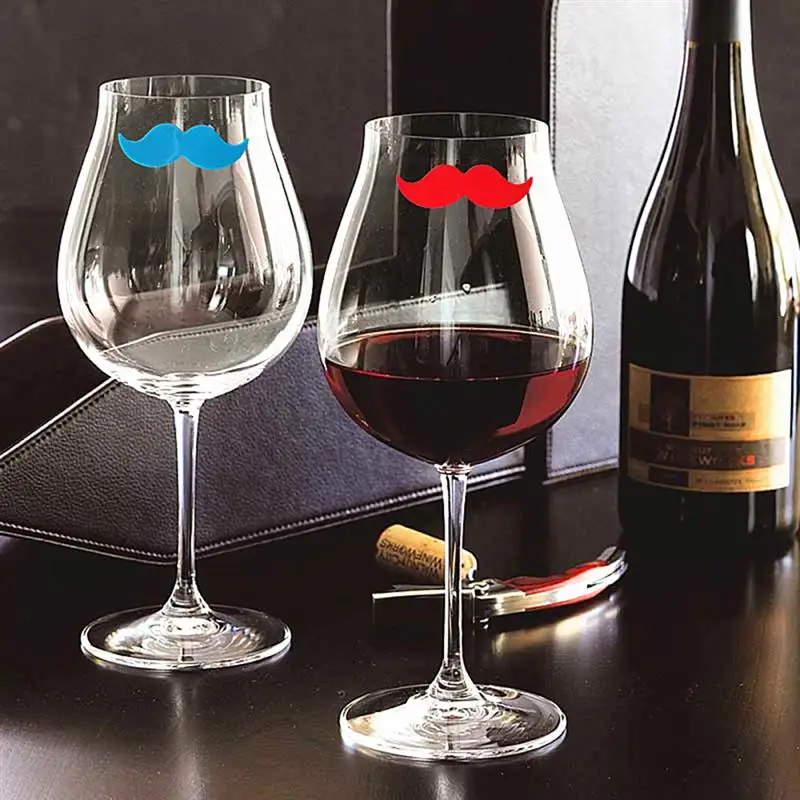 6 Pcs Silicone Red Wine Glass Marker Drink Creative Moustache Shape Identification (Mixed) | Дом и сад