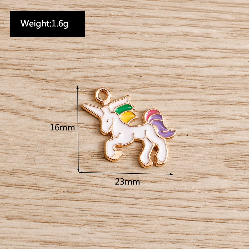 

10pcs 23*16mm Cartoon Colorful Unicorn Charms for Pendants Necklaces Keychains Cute Enamel House Charms Jewelry DIY Accessories