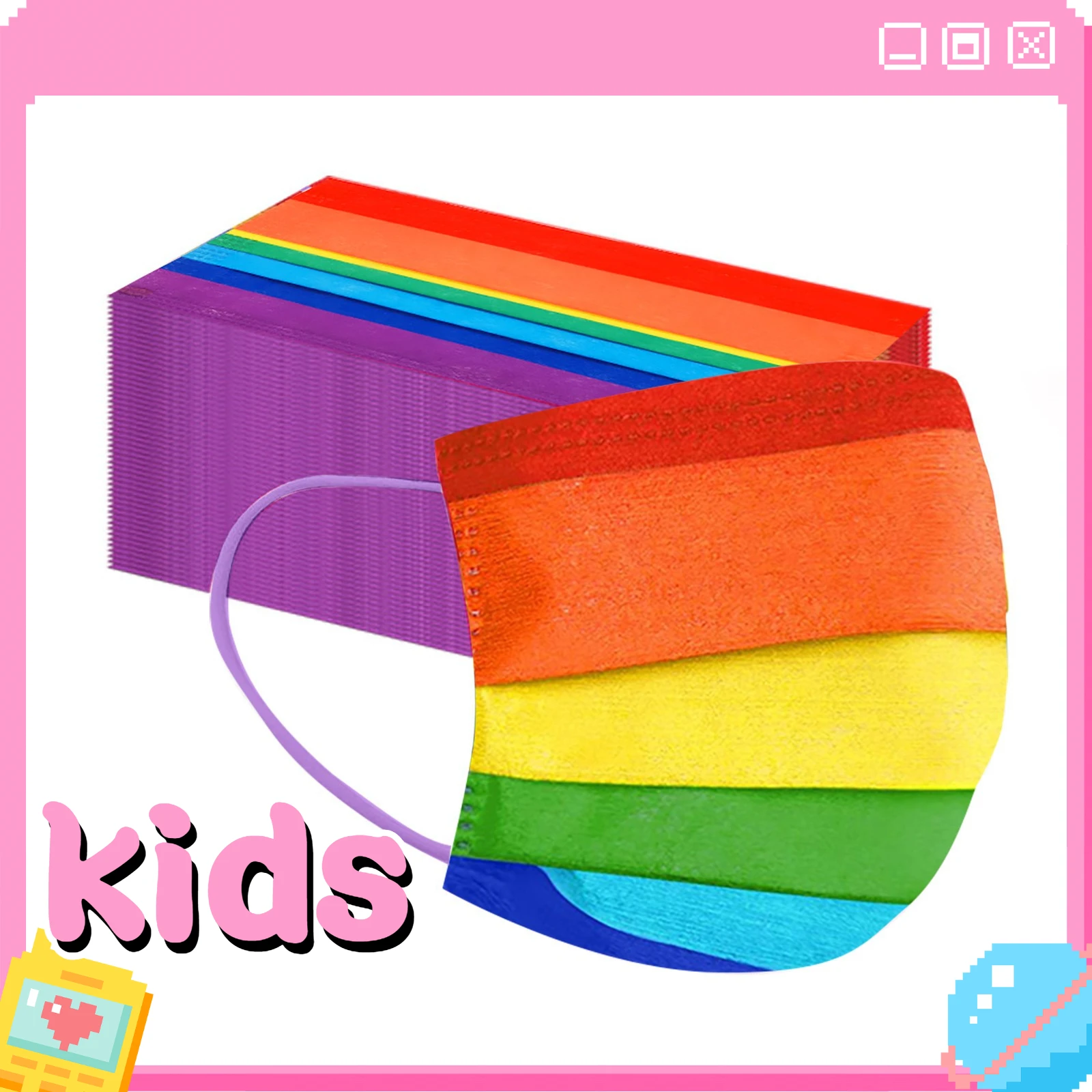

60pc Child Disposable Face Mask Rainbow Print Breathable Facial Halloween Cosplay Mask 3 Layers Non-woven Face Mask Mascarillas