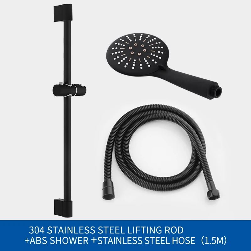 Регулируемая черная стойка для душа с 3 функциями ручной душ и шланг настенное