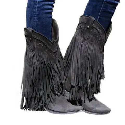 

Shoes Pointy Boot Boots-Women Winter Footwear Luxury Designer Pointe Ladies Med 2021 Rubber Fashion Mid Calf Slip-On Fringe Mid