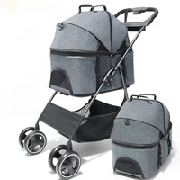 pet cat stroller dog carrier bag folding newborn baby stroller dog pull cart four wheel shock dog transporter carrier dog travel