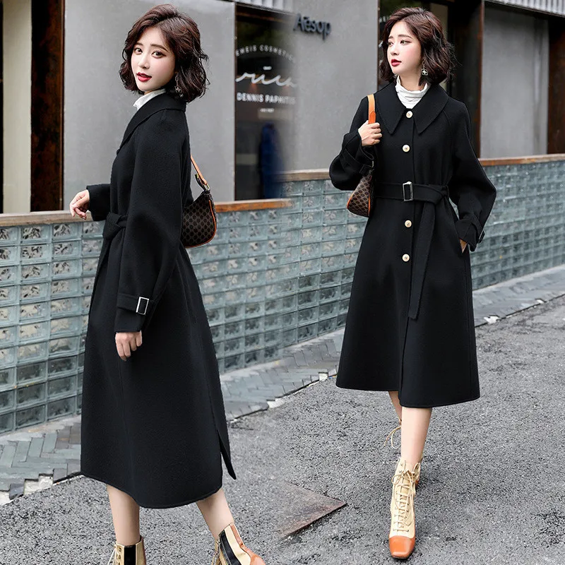 

2020 Women's Autumn Winter New Woolen Coat Loose Plus size Wool Jacket Female Keep Warm Overcoat Women Long Woolen Coat's A400