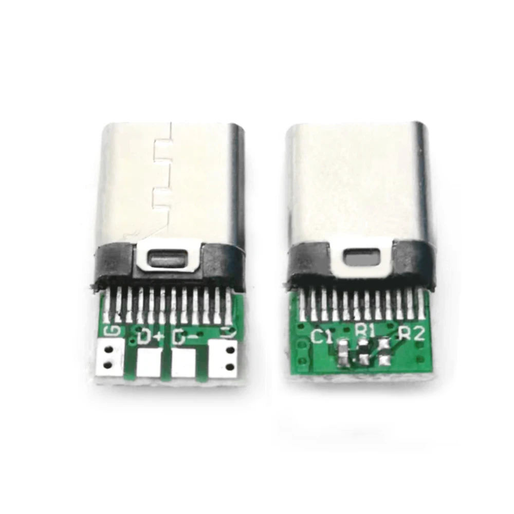 

10Pcs USB 2.0 Type C 24 Pins Connector Male Socket Adapter To Solder Wire PCB Board