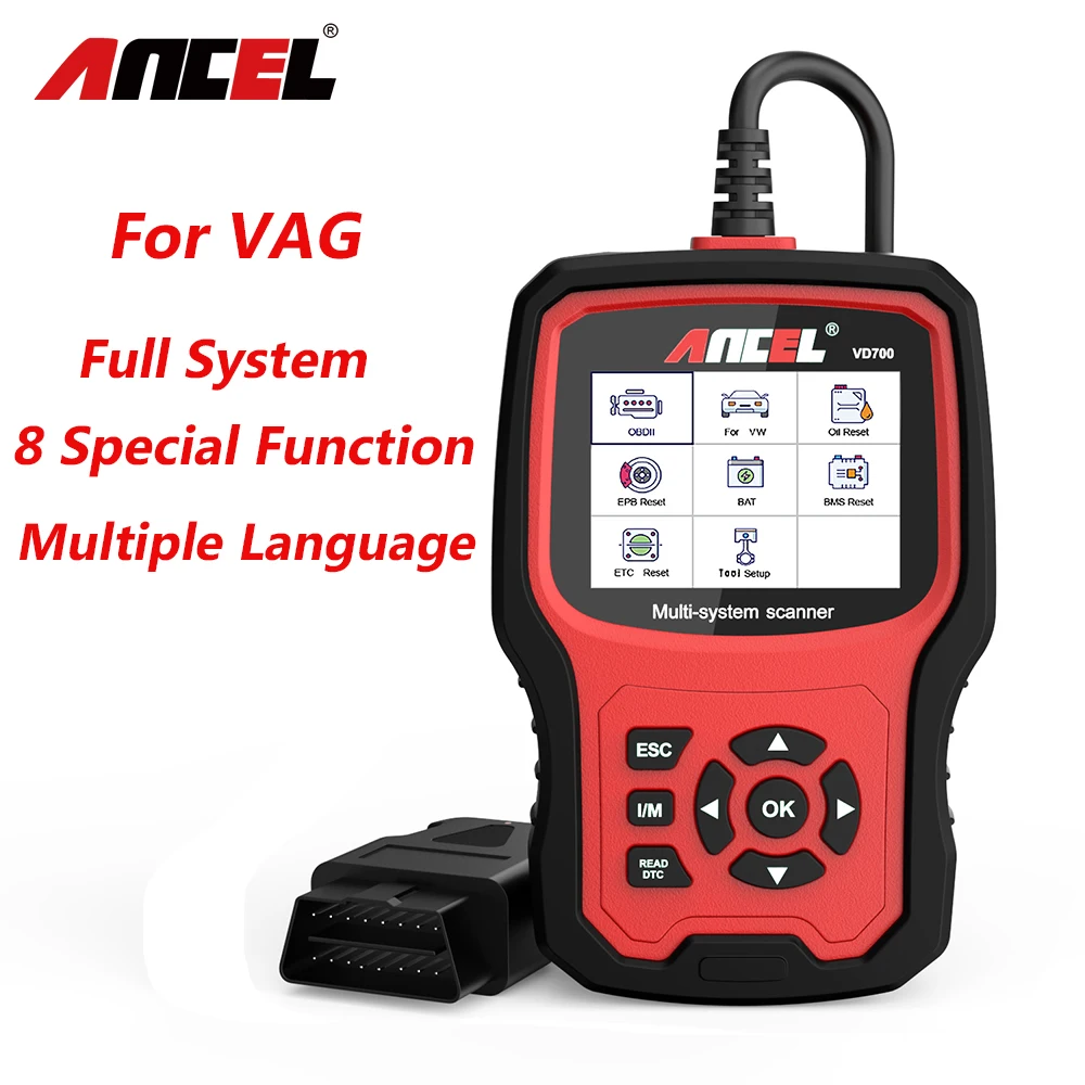 

Ancel VD700 OBD2 Automotive Scanner Full System Diagnose ABS EPB TPMS DPF Reset For VAG VW Audi Skoda Seat Car Diagnosis Tools