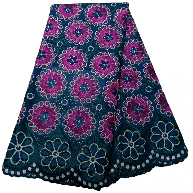 

Hot selling African Dry Lace Fabrics High Quality Blue Cotton Lace swiss lace for wedding dress