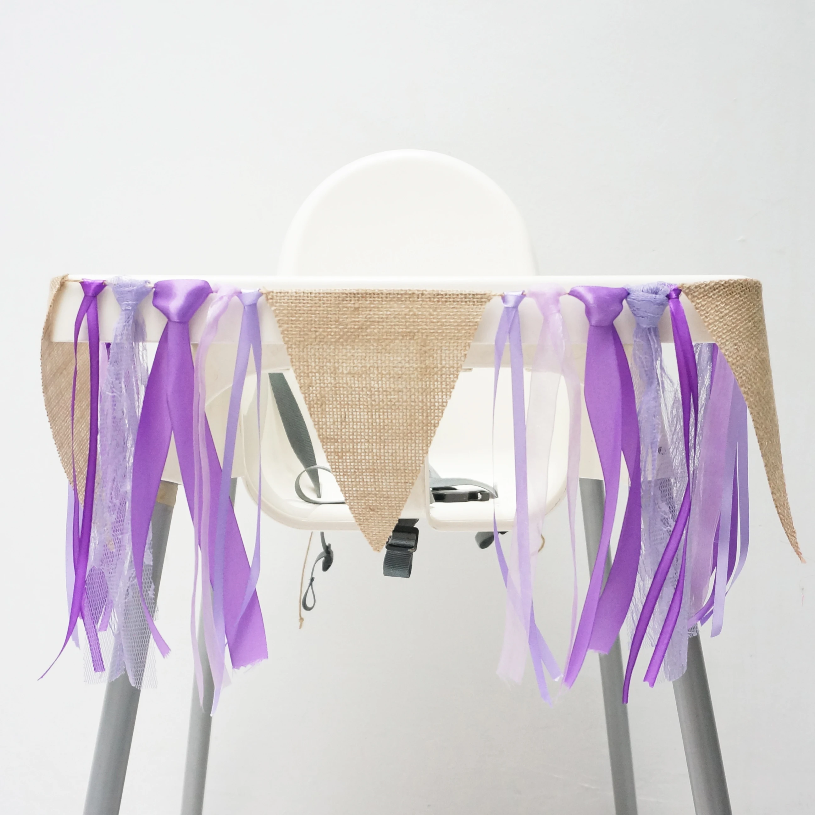 Пурпурная лента льняной пеньер флаг украшение для свадебной вечеринки фон на