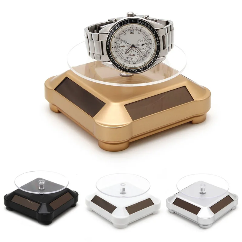 

Solar Power Double-Use 360 Rotating Display Stand Table For Phone Watch Jewelry