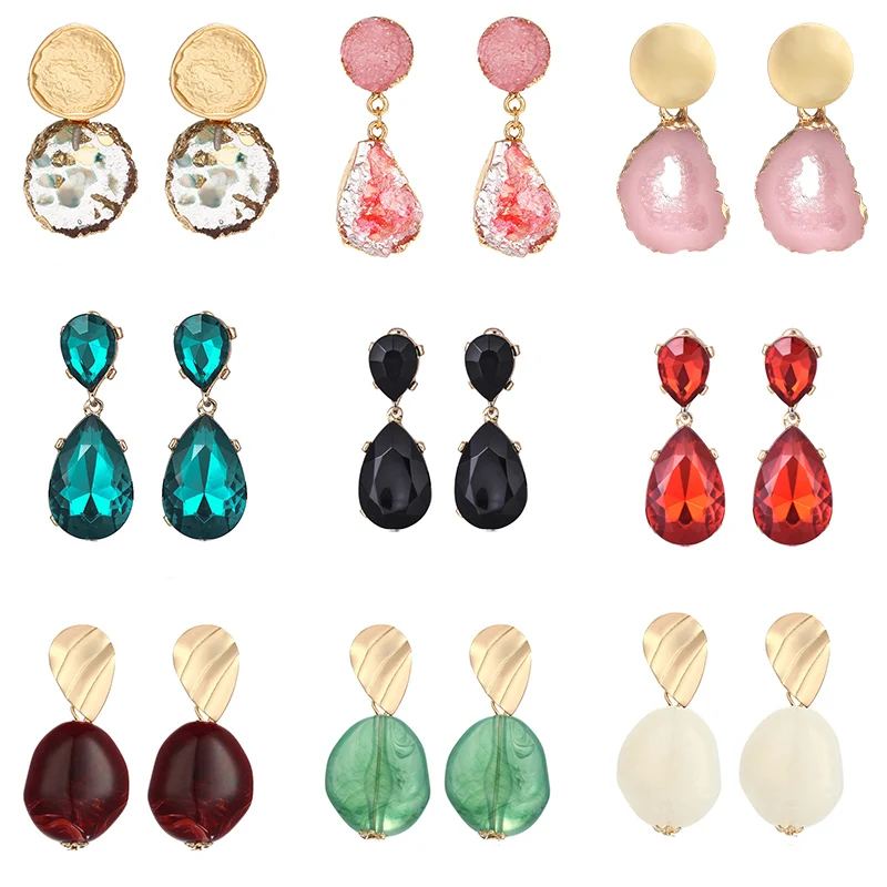 Женские модные серьги с кристаллами капли геометрические корейские Boho Handmad