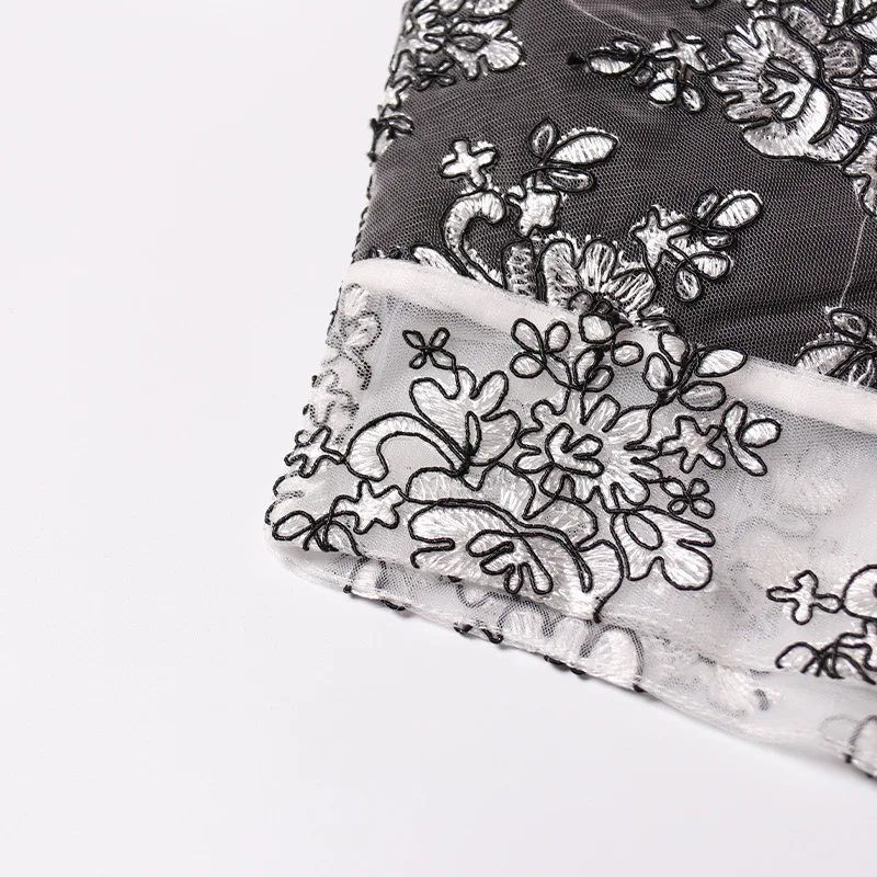 Укороченная женская блузка с вышивкой и сеткой сексуальные короткие кружевные