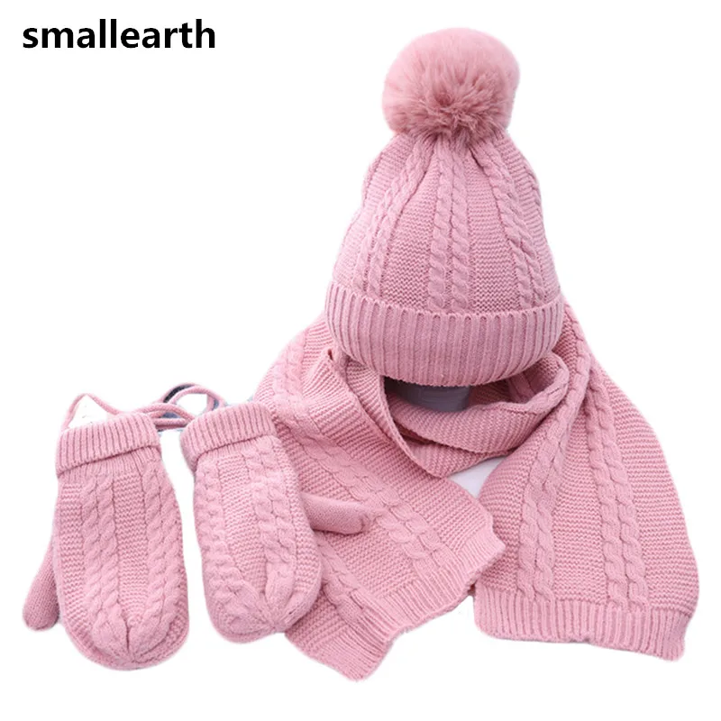3 шт./компл. зимняя вязаная шапка для малышей шарф перчатки комплект мальчиков и