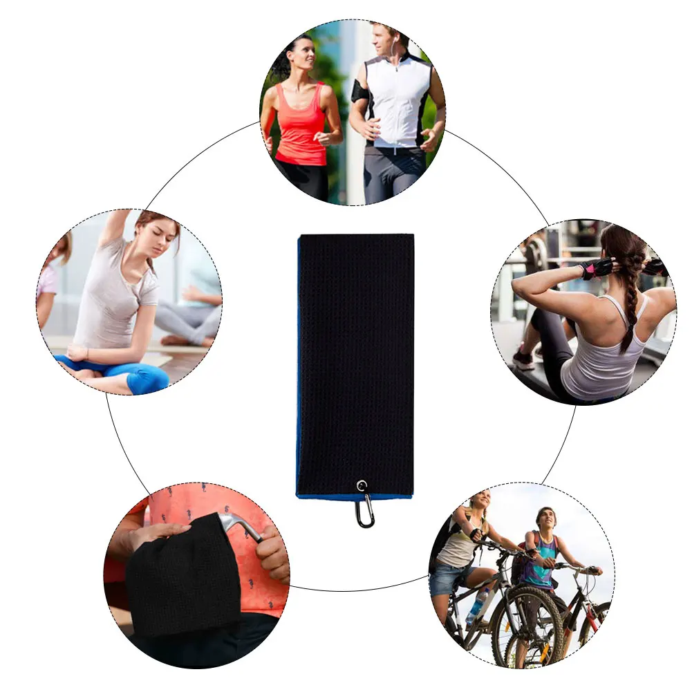 

Microfiber Deep Waffle Weave Golf Towel Light Weight Quick Drying for Cleaning Clubs Irons Drivers With Carabiner