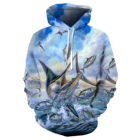 Худи мужское с объемным принтом тунца, Повседневный пуловер в стиле Харадзюку, уличная одежда, спортивный костюм, осень