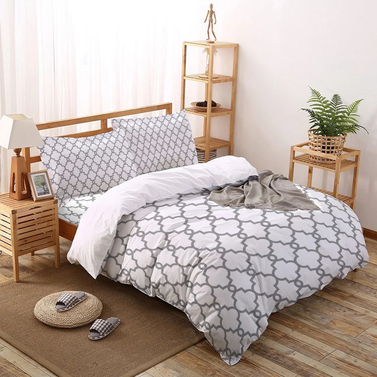 FamilyDecor 4 шт постельных принадлежностей марокканский белый и черный узор пододеяльник набор настраиваемый