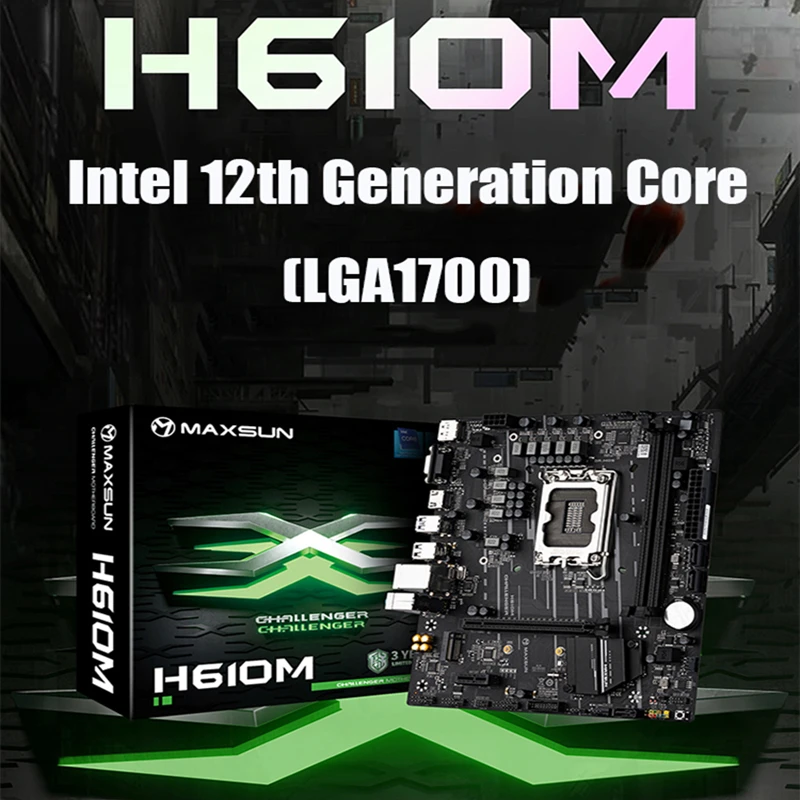 Материнская плата MAXSUN Challenger H610 SATA 3,0 Поддержка Intel 12-го поколения Core LGA1700 двухканальный DDR4