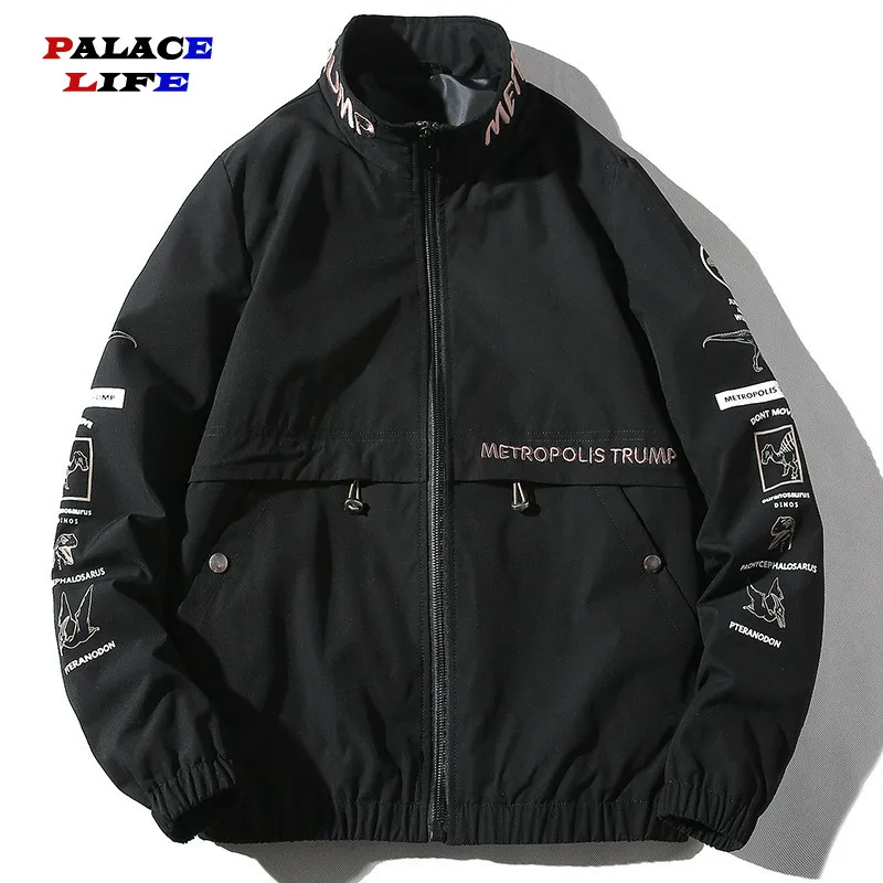 

Men Fashion Stand Jackets Men's Embroidered letter Print Casual Jacket Trend Brand Autumn Japanese Style Solid Color coat Male