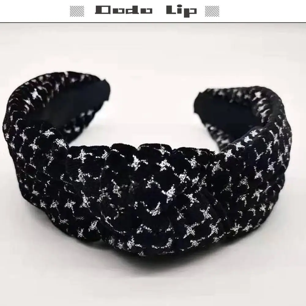 Повязка на голову с широким ободком и узелком гусиные лапки для женщин тюрбан в