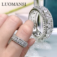 luomanis 100 s925 sterling silver sparkling high carbon diamond women ring wedding engagement party fine jewelry