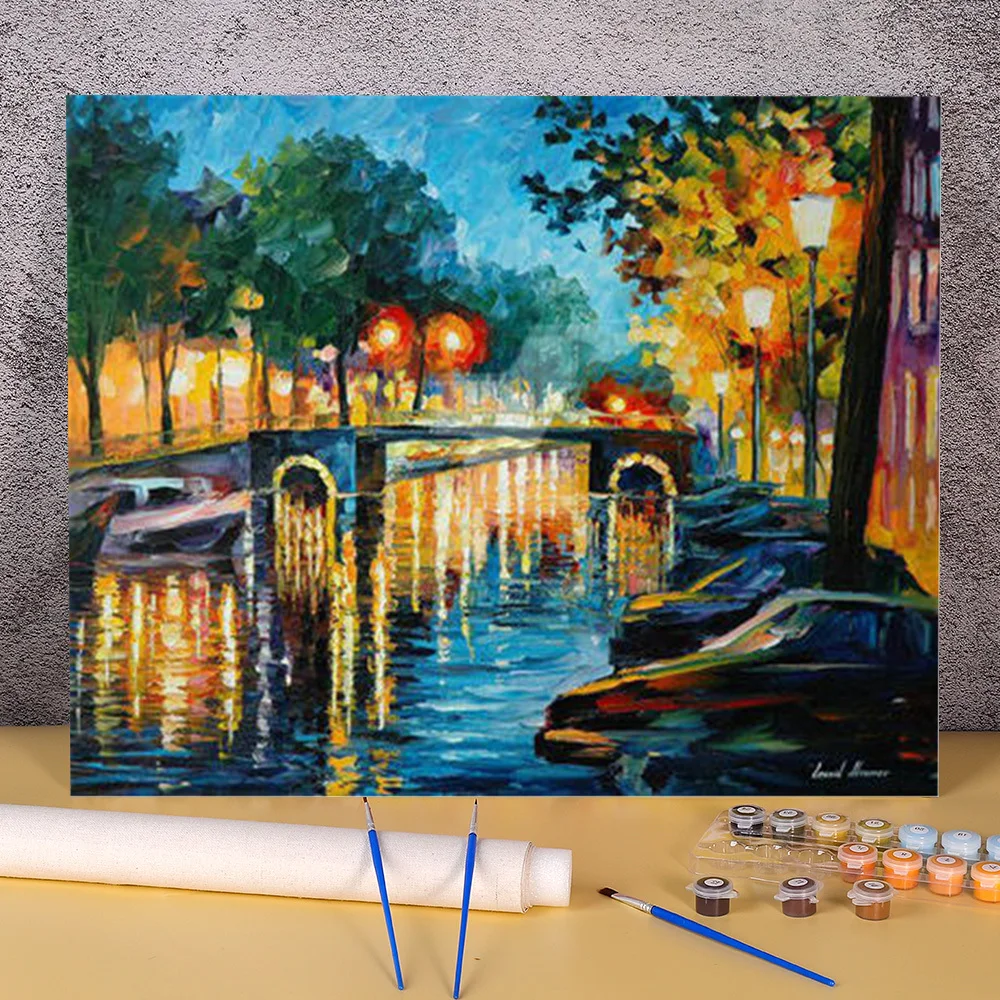 

Амстердам размышлений DIY картина по номерам полный набор масляных красок 50*70 картина по номерам фото дома декоративно-прикладного искусств...