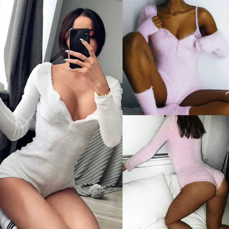

Fleece Knitted Sexy Bodysuits Women Black Sleeveless Autumn Slim Rompers Womens Jumpsuit Basic Playsuit Womens Tops