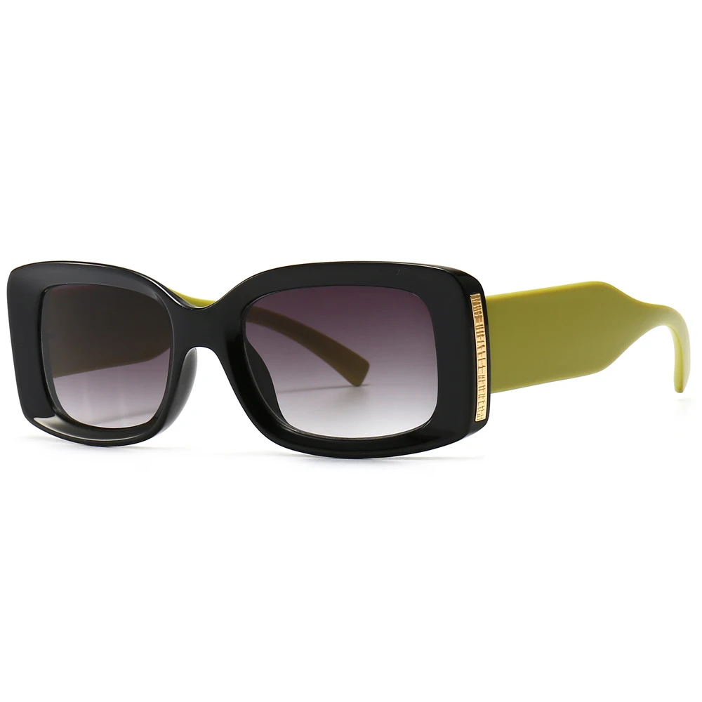 

Veshoin Ladies Sunglasses Thick Frame Metal Decoration Uv400 Female Square Glasses for Women Retro Style Green Black 2021