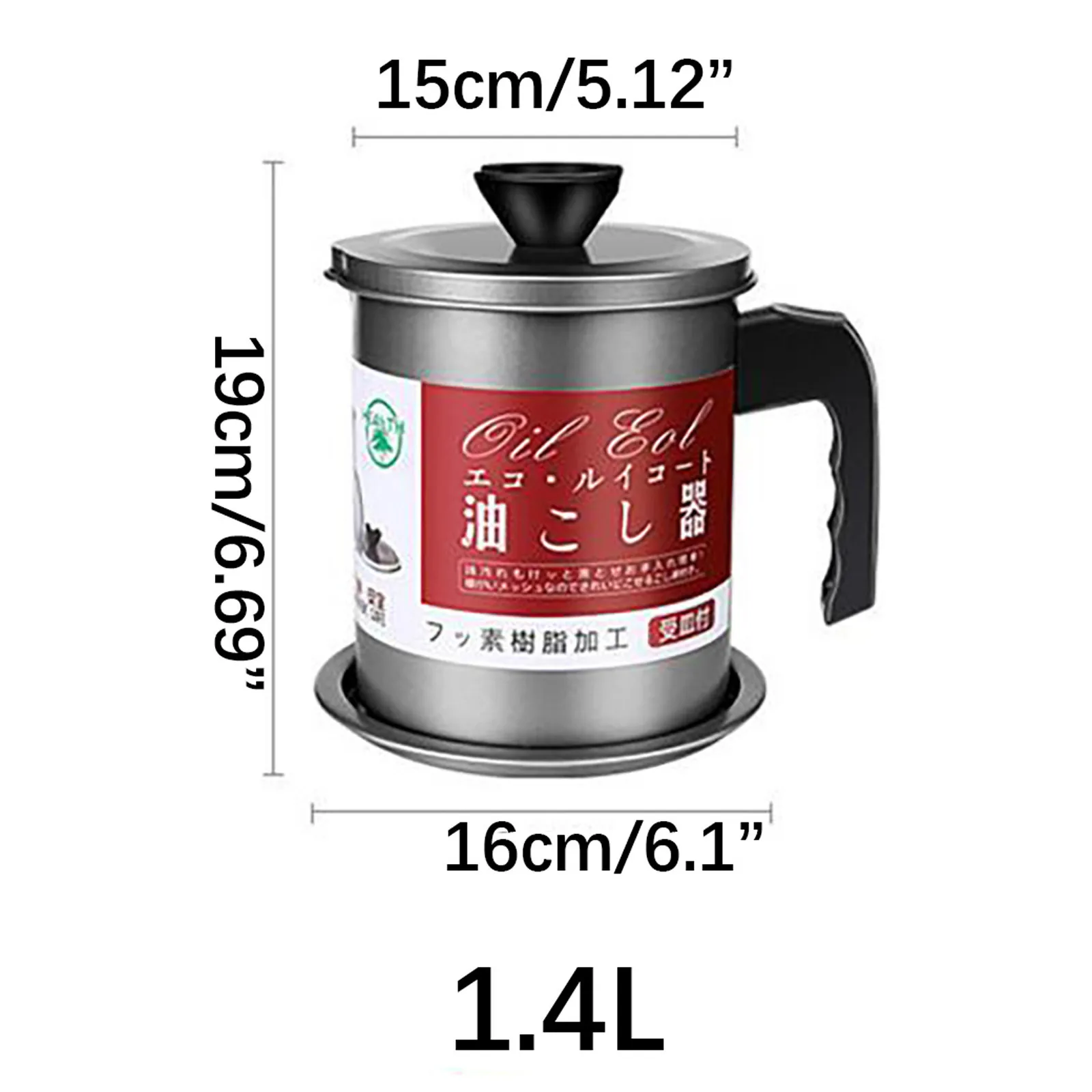 

Stainless steel kitchen oil filter, high quality and convenient grease container, household fine strainer, anti-oil soup pot F4
