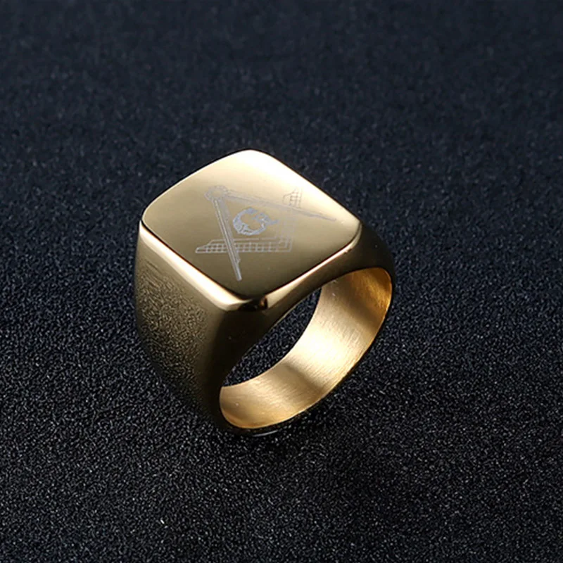 Черные масонские кольца для мужчин рыцарь плоская вывеска из нержавеющей стали