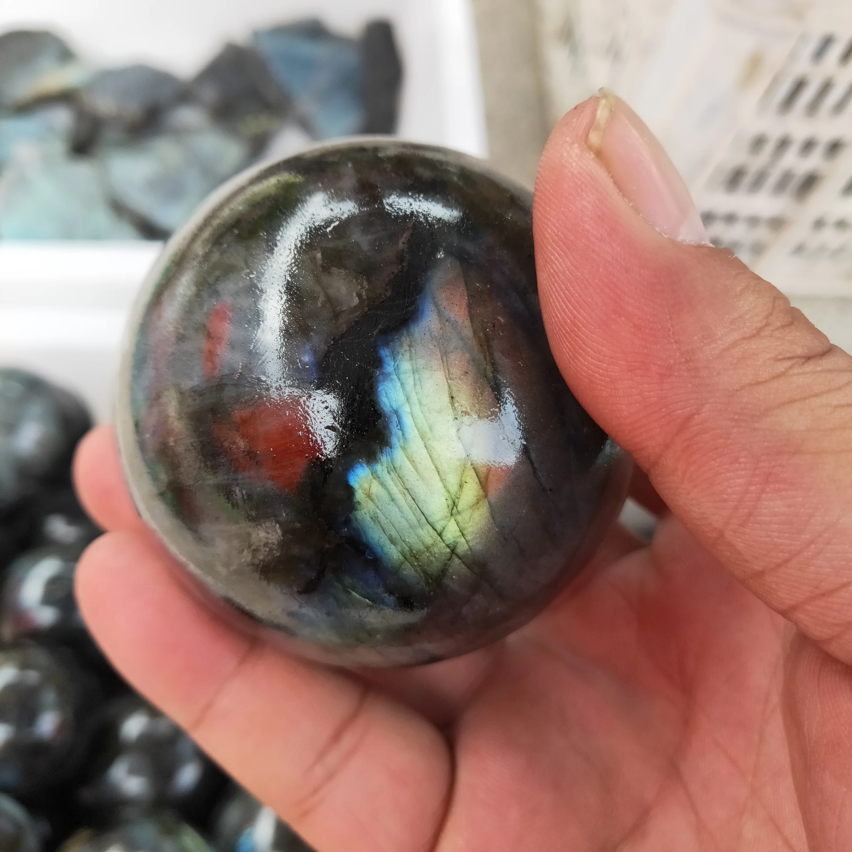 Natural Labradorite Crystal Ball Flashing Energy Stone Gemstone Great for Meditation Home Decoration Chakra Reiki | Дом и сад