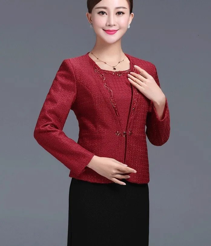 

Vintage OL Work Lace Office Lady Dress Suits 2 Two Piece Sets Elegant Women Blazer Jacket Fashion Sheath Dresses Female Big Size