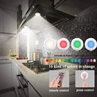 Светильник для шкафа, беспроводной приглушаемый сенсорный двухцветный СВЕТОДИОДНЫЙ ночник с питанием от батарейки и пультом дистанционного управления, подходит для кухни, лестницы